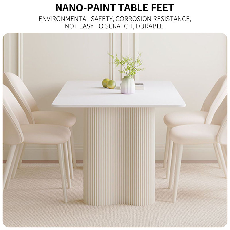 HEshihome Rectangular Simple Sintered Stone Dining Table Set
